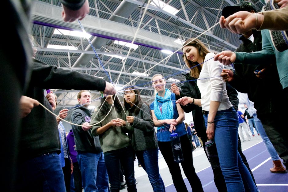 Students participate in a refugee simulation