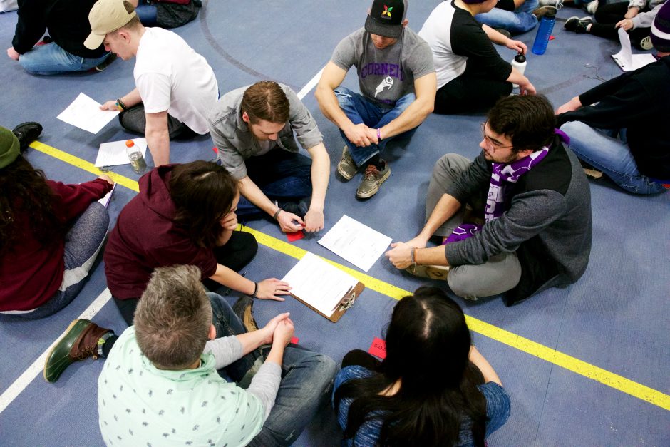 Students participate in a refugee simulation