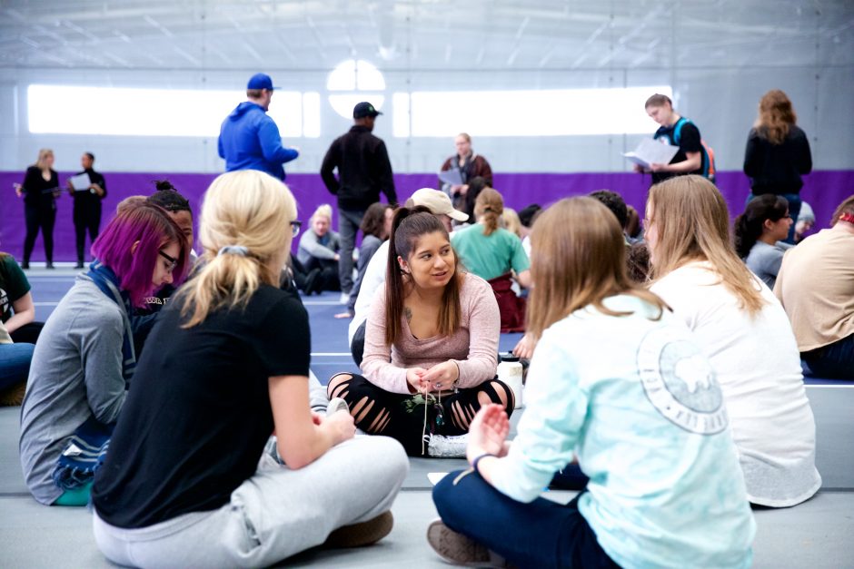 Students participate in a refugee simulation