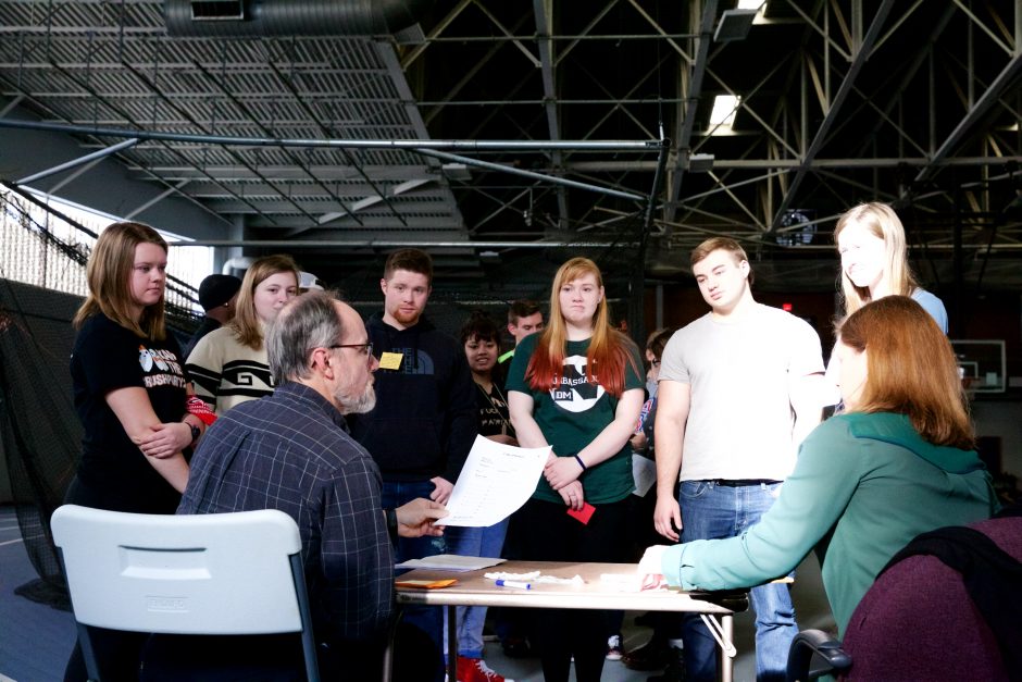 Students participate in a refugee simulation