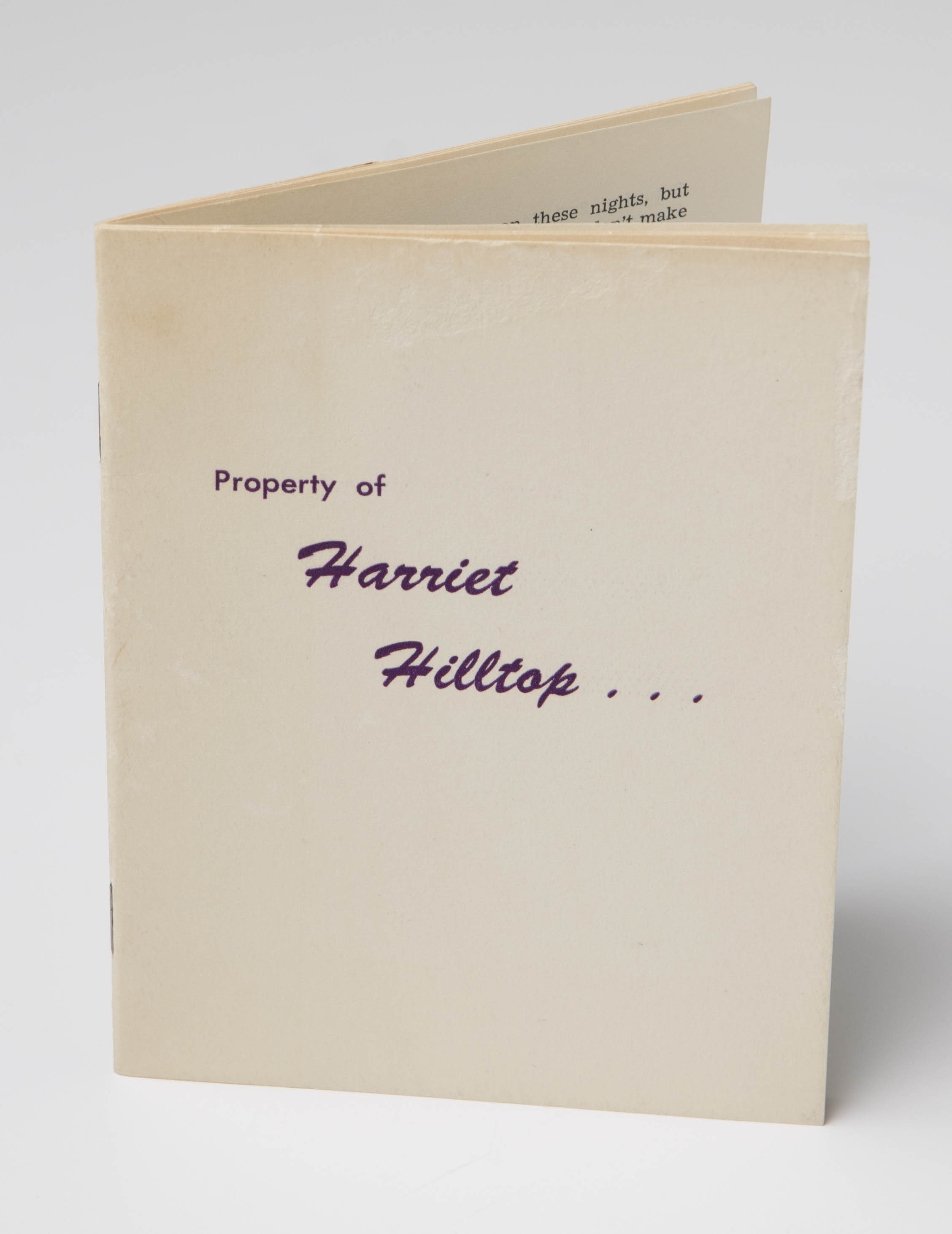 1953 Harriet Hilltop pamphlet