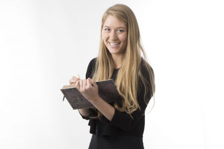 Gabby Ferro holding a book