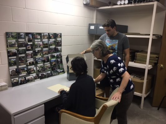 Connor Smith ’19 and Dani Grandinetti ’21 work with Mount Vernon Historic Preservation Commission member Mary Evans