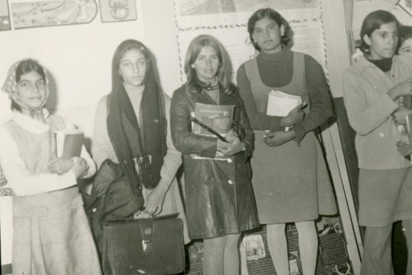 Corrie Root Grummon ’70 (middle) started a lifelong passion for Middle East issues when she and Stephen Grummon ’69 traveled to Iran to teach English as a second language. 