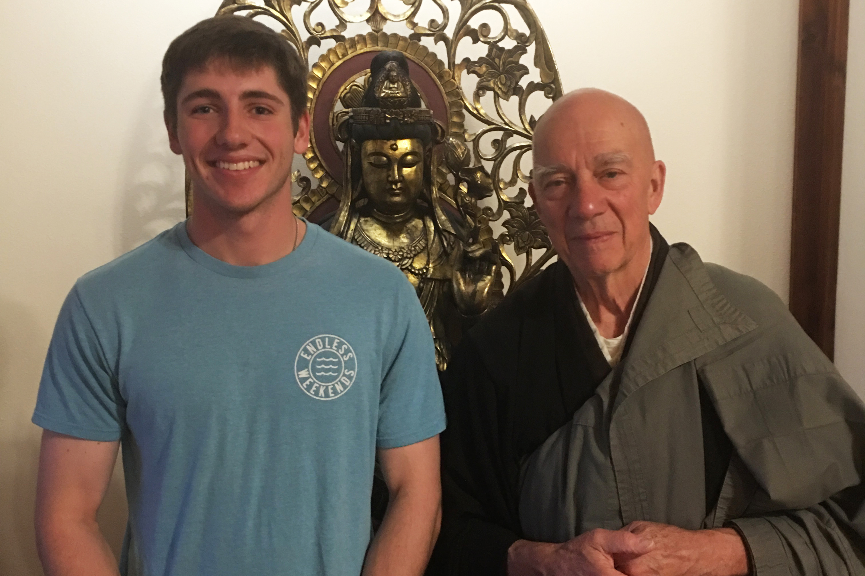 John Michael Osley '20 and Head Abbot Shoken