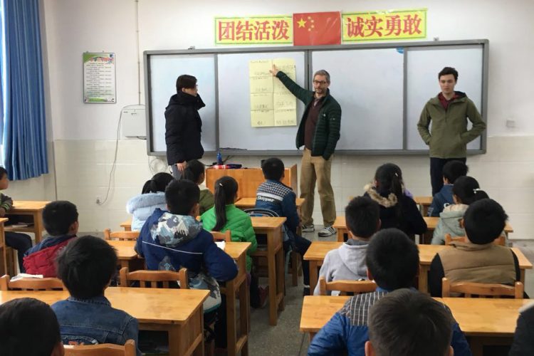 Professor Knoop teaches class in China.