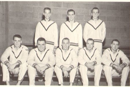 John Beamer '61 with the swim team (lower right)