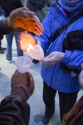 Students, faculty, and staff gathered on Jan. 20 to celebrate the legacy of the Rev. Martin Luther King Jr. with a candlelight vigil, procession around campus, and ceremony in Allee Chapel.