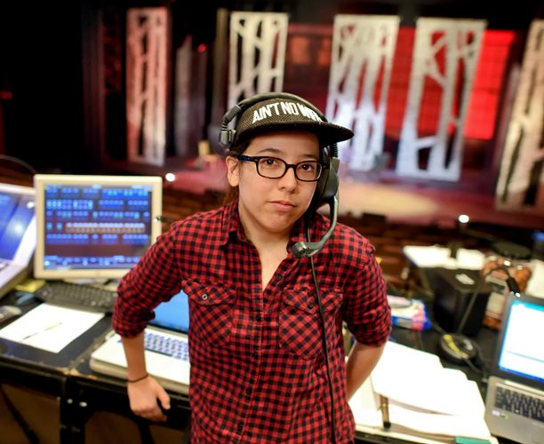 Alex Casillas ʼ14 at the rehearsal and technical walkthrough of "Mr. Burns, a post-electric play"