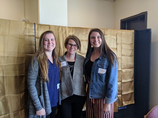 Paper winners Allison Krull ’20 (left) and Brittney Starks ’20 with Associate Professor Tori Barnes-Brus