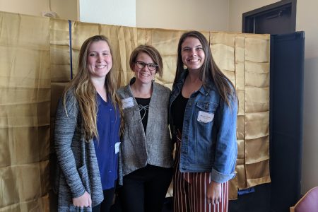 Paper winners Allison Krull ’20 (left) and Brittney Starks ’20 with Associate Professor Tori Barnes-Brus