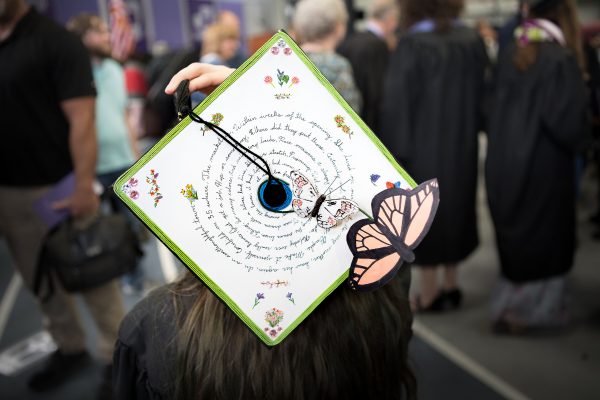 mortarboard with monarch