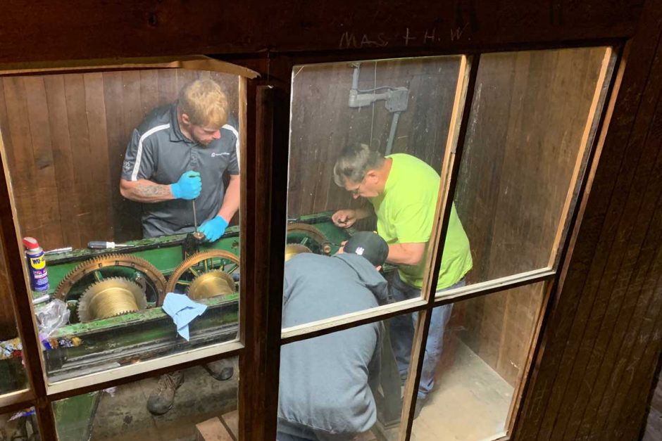 King Chapel clock installation