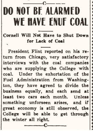 Article in the Jan. 22, 1918, Cornellian student newspaper.