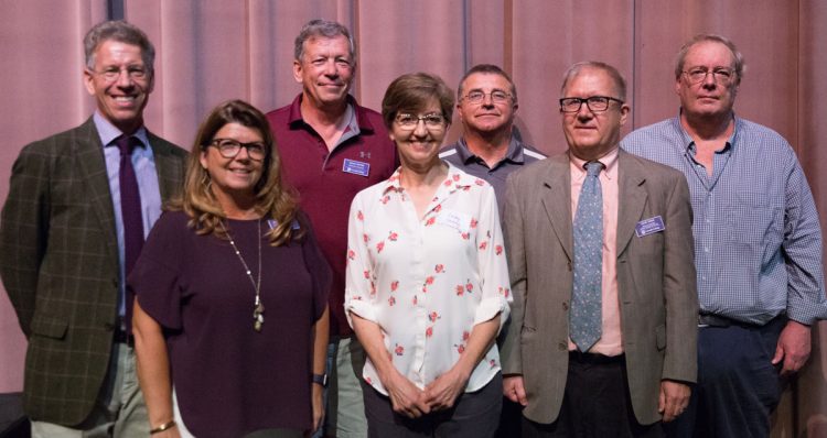 Jerry Savitsky (top right) with colleagues in 2019 recognized for 30 years of service to the college.