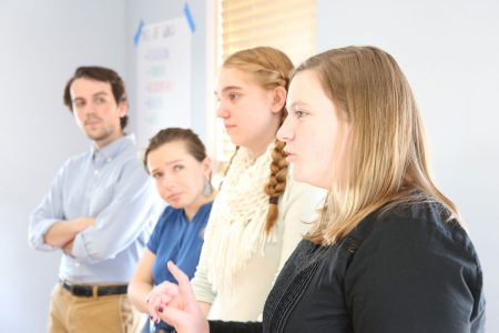 Students present findings in front of staff at Willis Dady