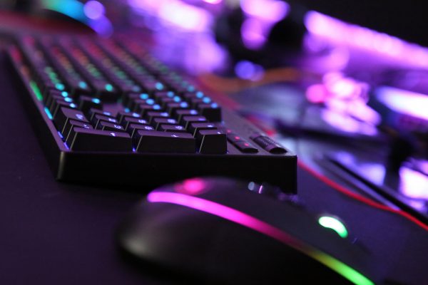 mouse and keyboard with colorful lights