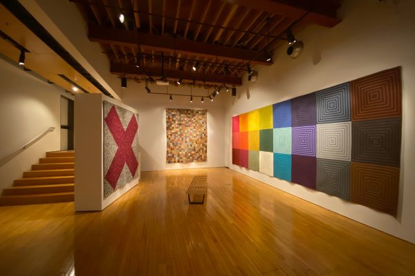 A large-scale quilt installation by Iowa City fiber artist Erick Wolfmeyer is on display in Cornell College’s Peter Paul Luce Gallery in McWethy Hall Jan. 18–Feb. 19.