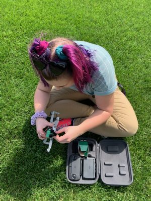 Flannery Henke-Haney testing a drone