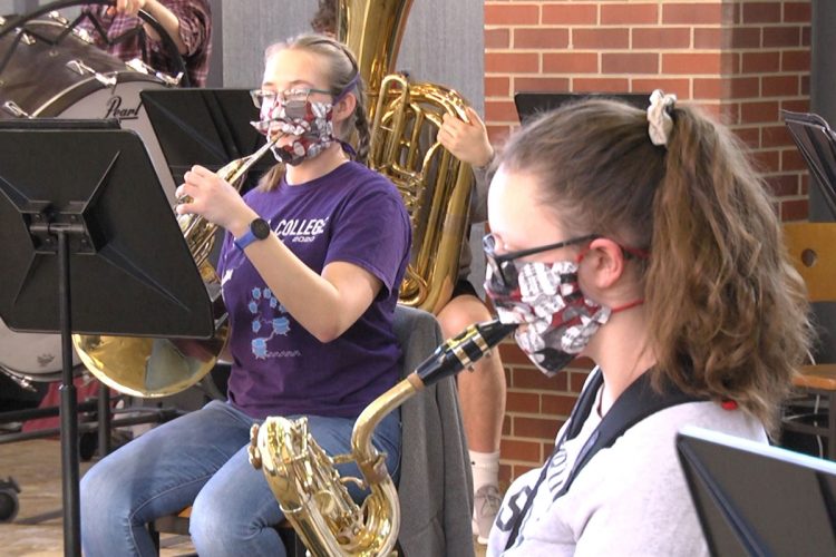 Students rehearse for the spring concert.