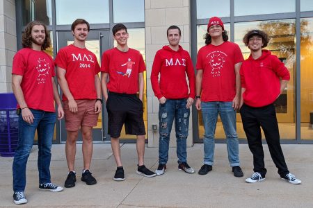 Current Milt actives, from left: Jason Dodson ’25, Jake Alm ’23, Max Ginsberg ’22, Matthew Briggs ’22, Blaise Dauzvardis ’23, and Rob Grisamore ’22. Not present: Edan Cohavi ’22.