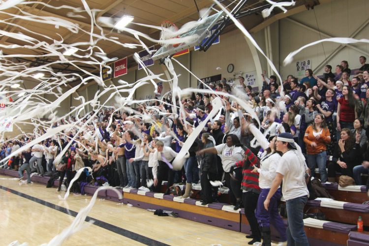 Students participate in the toilet paper toss in 2012. Photo by Nicole Potter Therrien '14.