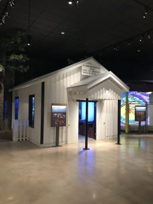 The tagline of The Choctaw Nation is “Family, Family, and Culture,” and Faith is emphasized in the Choctaw Cultural Center with a mini reconstruction of a Choctaw church displayed at the end of the main exhibit. Inside the church Choctaw Hymns are played while Scripture is projected on the wall.