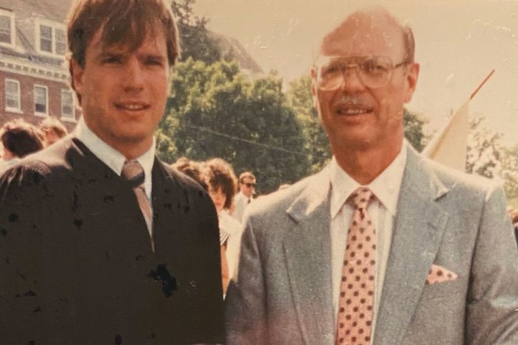 Kyle Gibson ’88 and Kent Gibson ’56 at Kyle’s Cornell graduation.