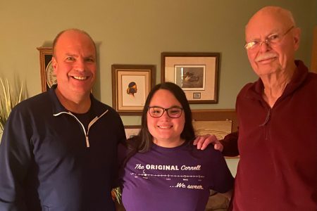 Kyle Gibson ’88, Laura Gibson ’25, and Kent Gibson ’56.