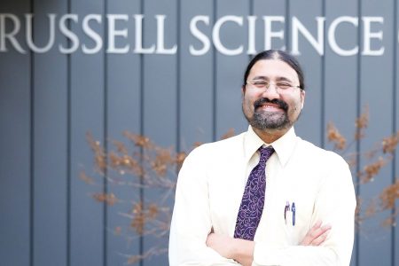 Jai Shanata ’05 helped plan the new Russell Science Center, where he has his office, lab, and classrooms.