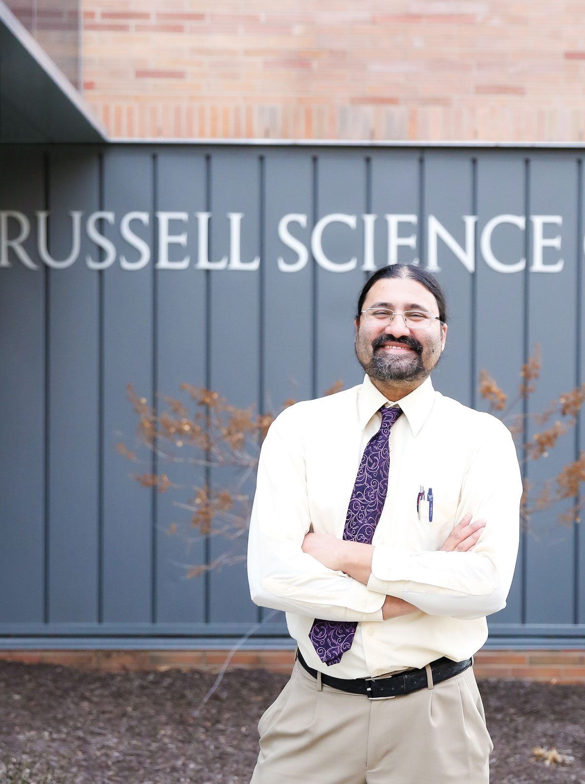 Jai Shanata ’05 helped plan the new Russell Science Center, where he has his office, lab, and classrooms.