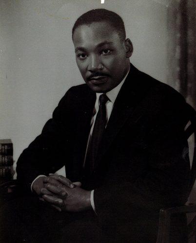 The headshot submitted by Martin Luther King Jr. before his 1962 campus appearance.