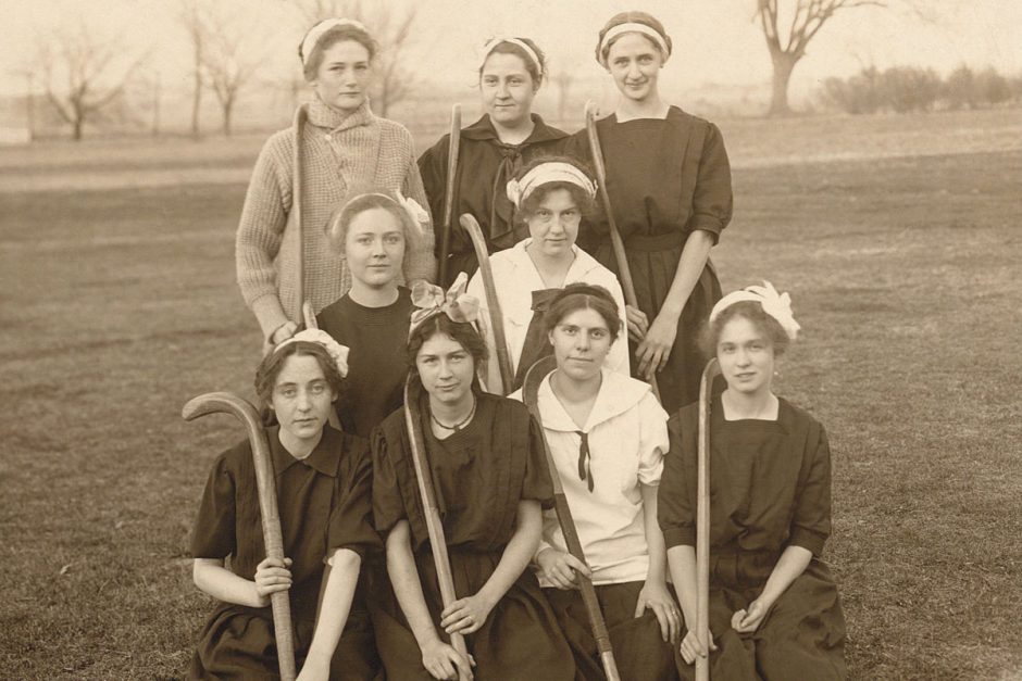 Sepia-toned Early Cornell women’s field hockey team (undated)