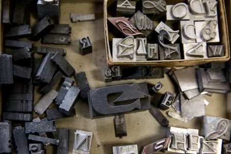 Metal type from a printing project is found in the Foxden Press in the Van Etten-Lacey House, where you'll find the 19th century Washington Letterpress.