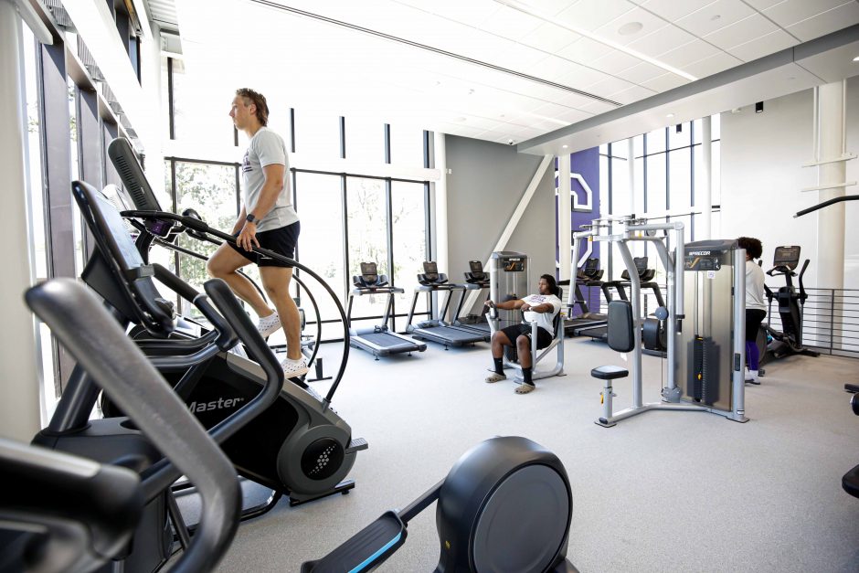 Student on the stair master