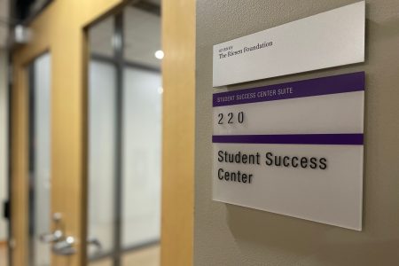 Student Success Center staff in the hallway of their new office