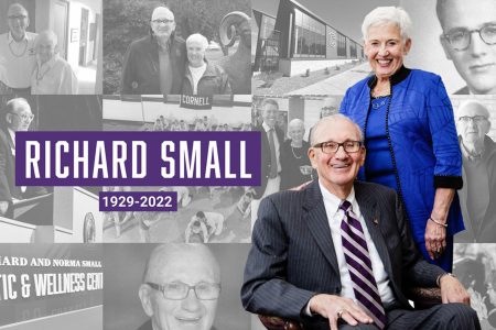 Richard Small '50 and Norma Thomas Small surrounded by many images of them over the years