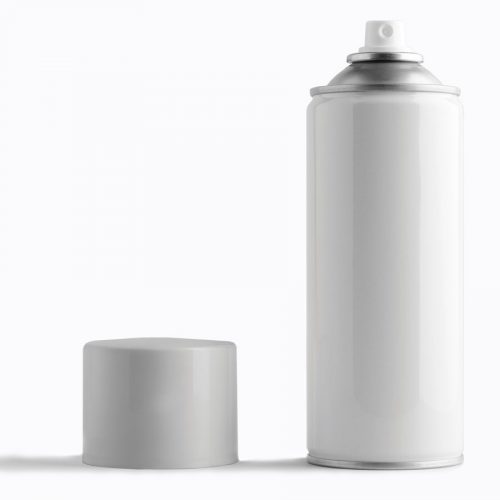 light gray spray can and cap