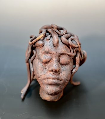 A piece by Reyna that they describe as portraying my subjects in my show as Medusa’s Gaze