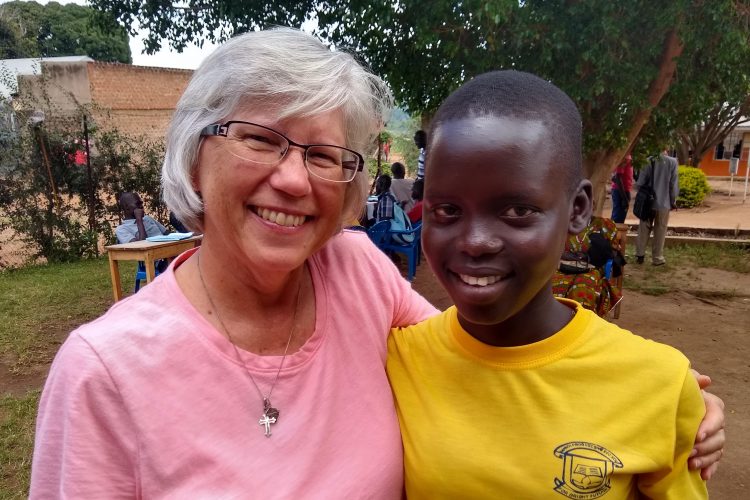 Sharon Goodwin Fogleman ’75 with one of the South Sudanese students she mentors, Mary, 18, an orphan who was evacuated to Uganda.