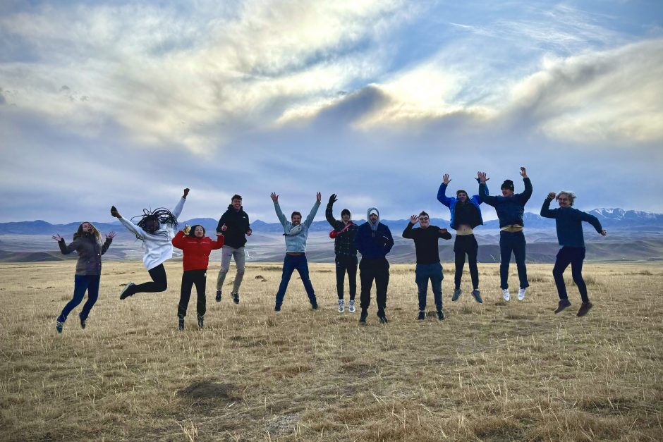 Students in the Block 5 course Traveling Economists jump for joy to be studying abroad once again. David Joyce Professor of Economics Todd Knoop took the class to China, where they were the first American student group ever to visit the Gannan Tibetan Autonomous Prefecture. Their host was a nomad yak farmer who now runs a textile and clothing business that employs other Tibetan nomads.