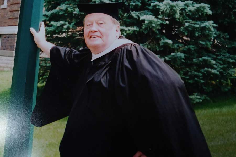 Professor Emeritus Gordon Urquhart in his academic regalia.