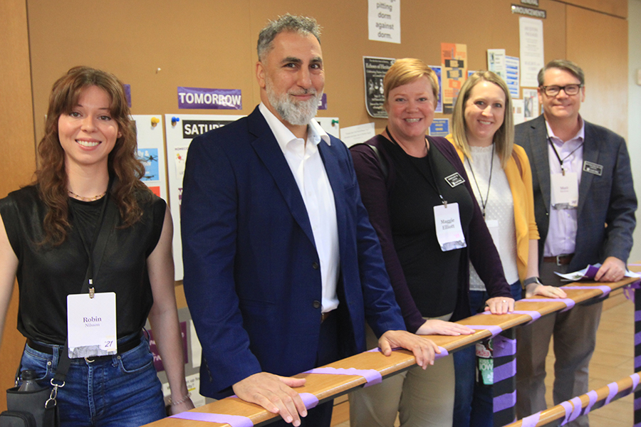 A few members of the Alumni Board: Robin Nilsson '21, Jalel Aossey ’97, Maggie Elliott ’03, Jessica Allison McCullen ’08, and Matt Shelton ’96 (from left).